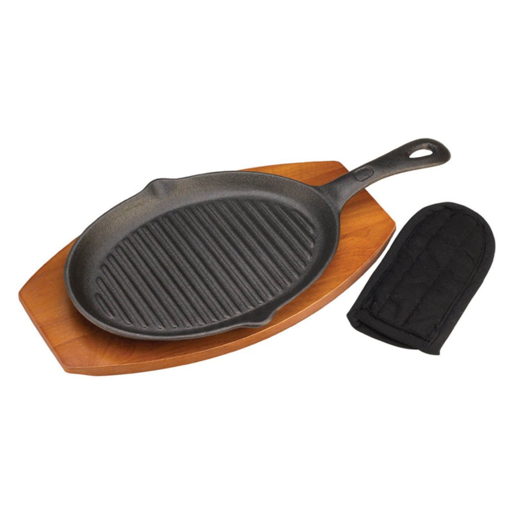 98170 Сковорода чугунная с деревянной подставкой Grill Pro