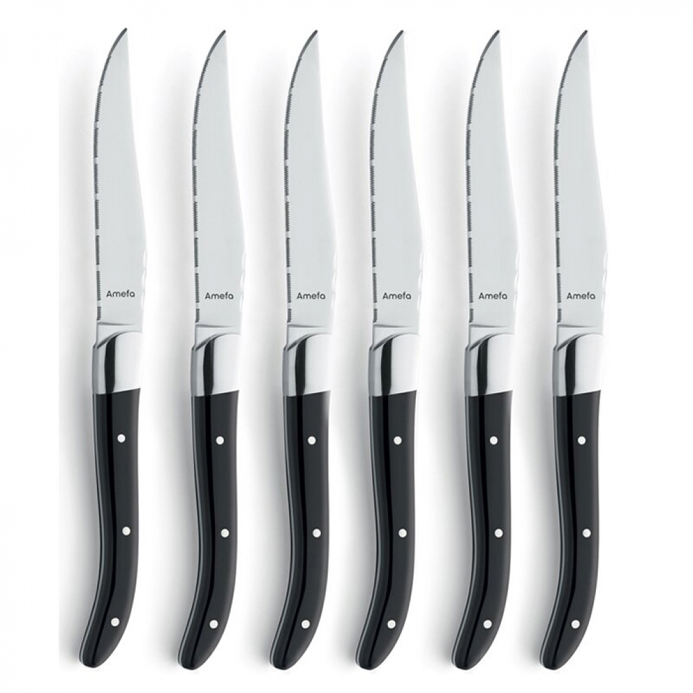 F2520AAMB20K35 Набор ножей для стейка Amefa ROYAL STEAK, черные ручки, 6 шт