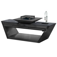 QN91083 Стол-тумба с колесами Quadro Premium черная, с системой водоснабжения