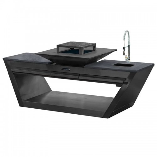 QN91083 Стол-тумба с колесами Quadro Premium черная, с системой водоснабжения